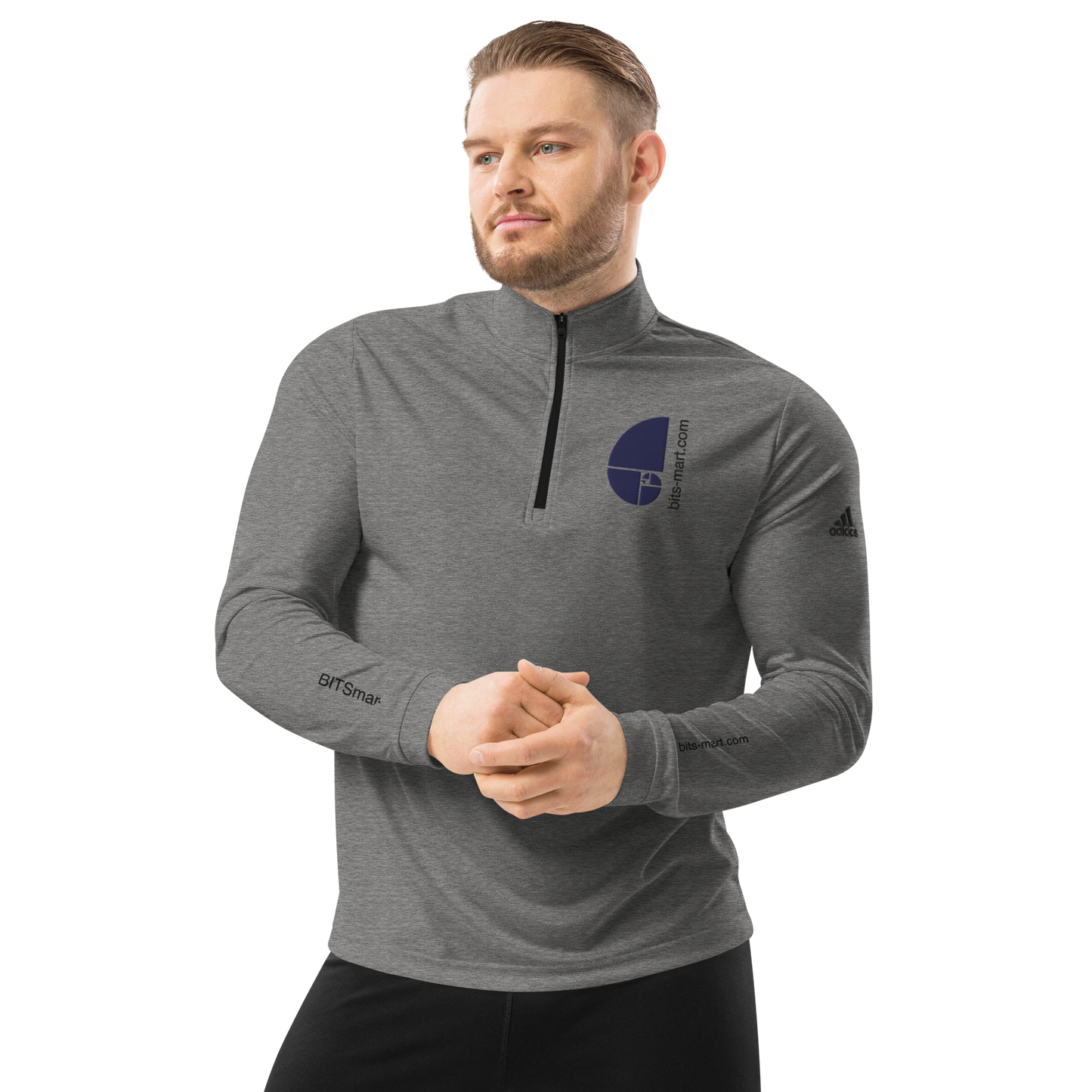 Adidas Quarter Zip Pullover Activewear — Grey