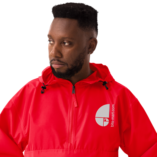 Embroidered Champion Packable Jacket — Red